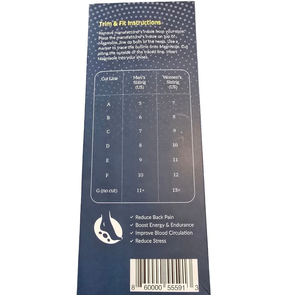 Magnisole Magnetic Acupressure Insoles Unisex One Size Clear Trim to Fit New
